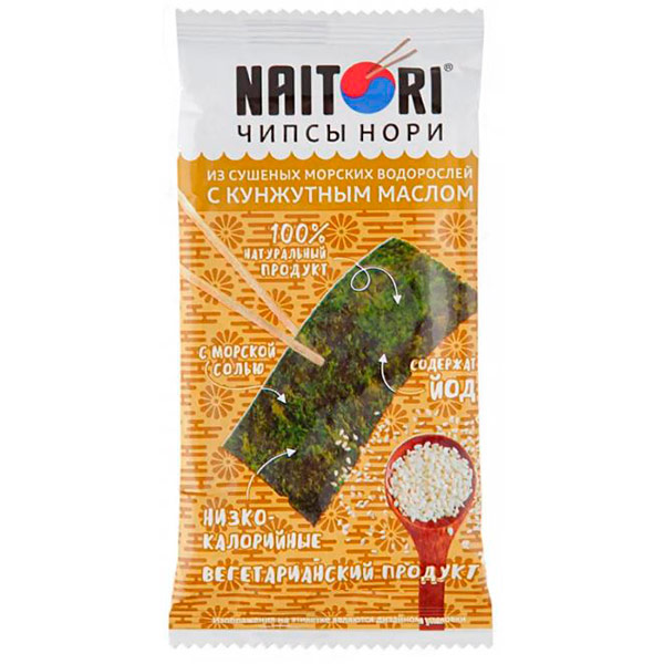 Чипсы нори Naitori с кунжутным маслом, из морской капусты 3 гр