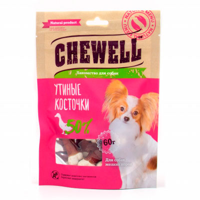 

Лакомства Chewell для мелких собак утиные косточки 60 гр