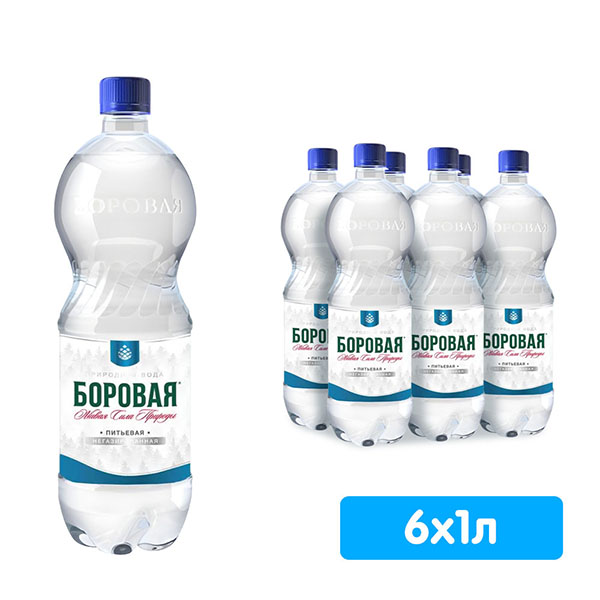 Вода Боровая природная 1 литр, без газа, пэт, 6 шт. в уп.