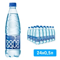 Вода Bona Aqua 0.5 литра, газ, пэт, 24 шт. в уп.