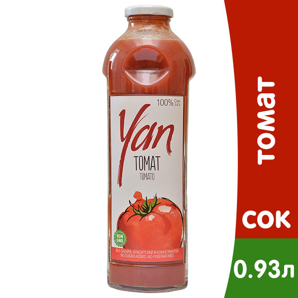 

Сок Yan томатный прямой отжим 0,93 литра, стекло, 6 шт. в уп.