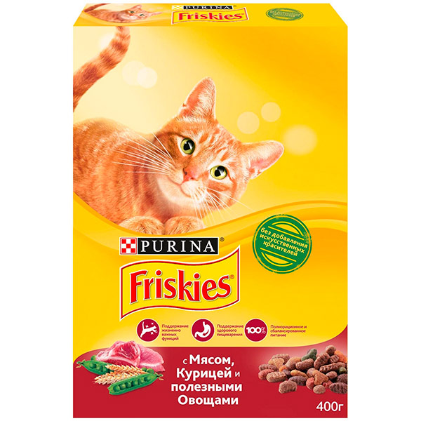Сухой корм Friskies для кошек с мясом и овощами 400 гр - фото 1