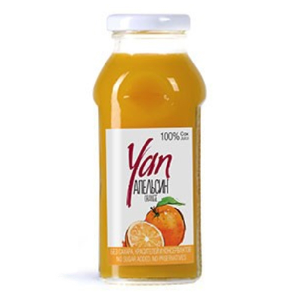 Сок YAN апельсиновый 0.25 литра, стекло, 12 шт. в уп Сок YAN апельсиновый 0.25 литра, стекло, 12 шт. в уп. - фото 1