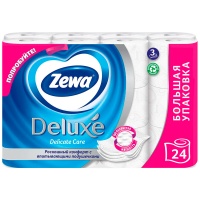 Туалетная бумага Zewa Deluxe белая 3х-слойная (24шт.) Туалетная бумага Zewa Deluxe белая 3х-слойная (24шт.)