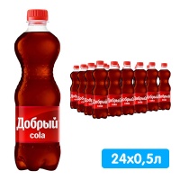 Напиток Добрый Кола 0.5 литра, газ, пэт, 24 шт. в уп. Напиток Добрый Кола 0.5 литра, газ, пэт, 24 шт. в уп.