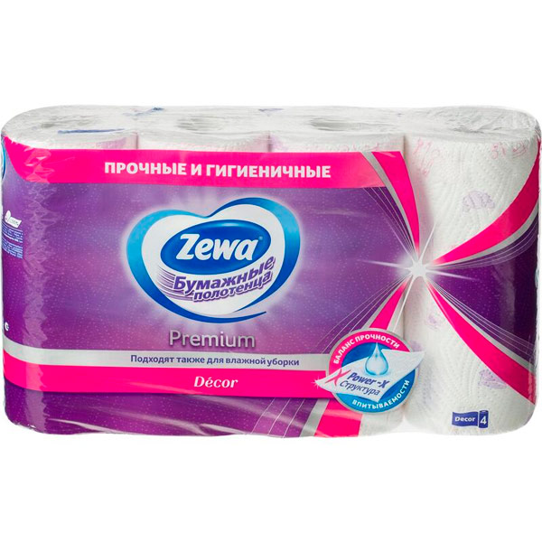 Бумажные полотенца Zewa Premium Декор с рисунком 2 слоя (4 шт) Бумажные полотенца Zewa Premium Декор с рисунком 2 слоя (4 шт)