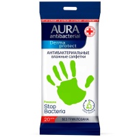 Влажные салфетки Aura антибактериальные с ромашкой 20 шт Влажные салфетки Aura антибактериальные с ромашкой 20 шт