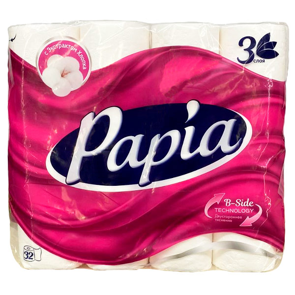 Туалетная бумага Papia белая 3 слоя (32шт) Туалетная бумага Papia белая 3 слоя (32шт)