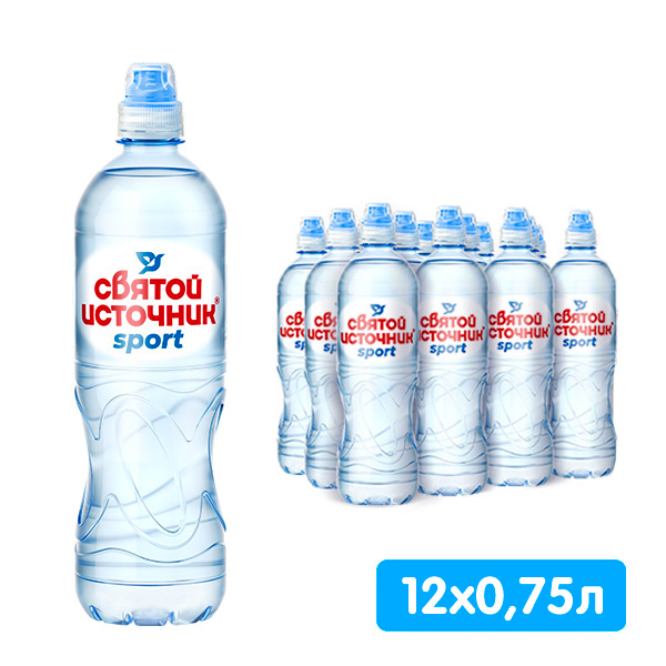 Вода Святой Источник 0.75 литра, спорт, без газа, пэт, 12 шт. в уп. Вода Святой Источник 0.75 литра, спорт, без газа, пэт, 12 шт. в уп.