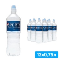 Вода Sporta 0.75 литра, спорт, без газа, пэт, 12 шт. в уп. Вода Sporta 0.75 литра, спорт, без газа, пэт, 12 шт. в уп.